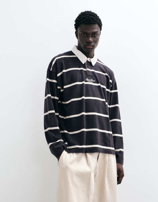 Cotton On box fit langærmet polotop med brede sorte striber, 2 af 5