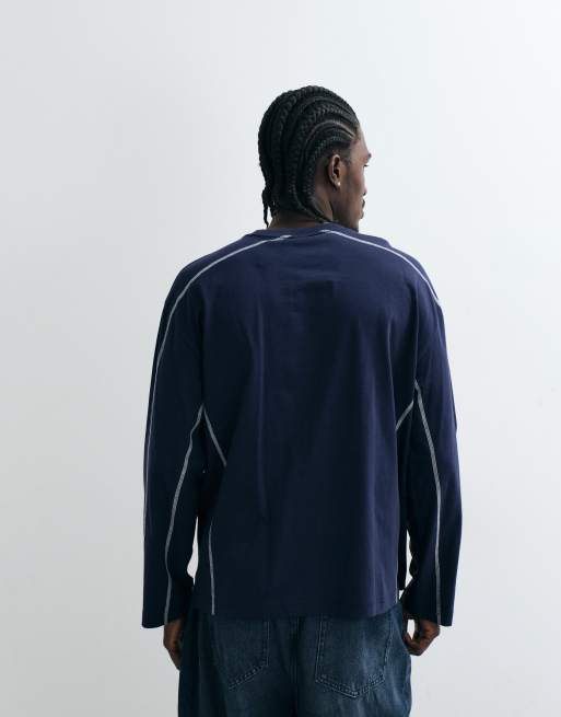 Cotton On box fit long sleeve graphic t-shirt in auto navy, 5 of 5