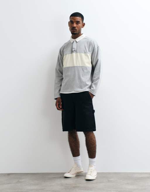 Cotton On box fit long sleeve polo in grey marle, 2 of 5