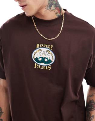 Cotton:on Cotton On Box Fit Paris Graphic T-shirt In Brown