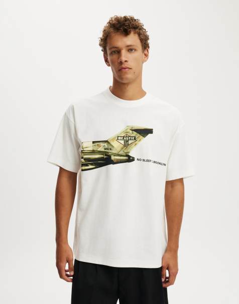 Cotton On Box fit premium music t-shirt in white