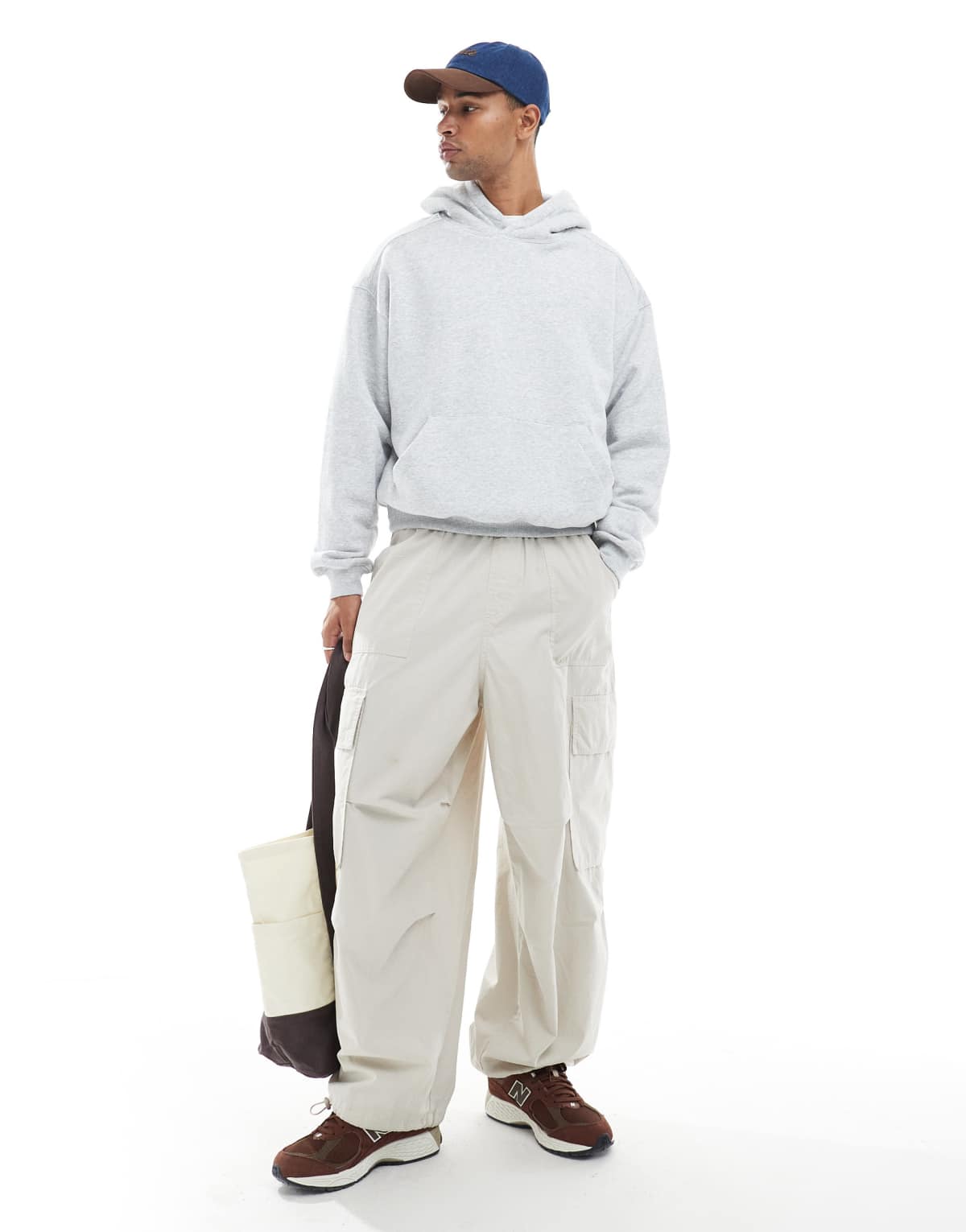 Cotton On box fit pullover hoodie in grey marle