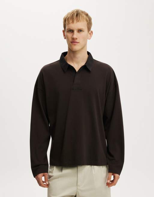 Cotton On Box fit rugby polo in brown, 2 of 4