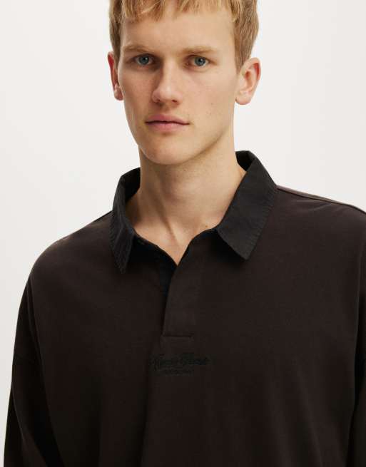 Cotton On Box fit rugby polo in brown, 3 of 4