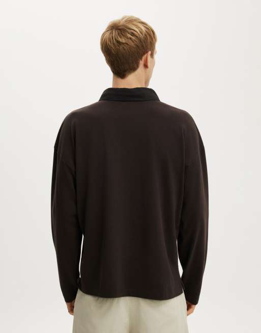 Cotton On Box fit rugby polo in brown, 4 of 4