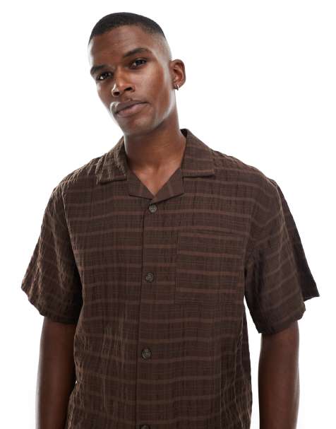 Cotton On box fit short sleeve shirt in chocolate brown - view 1
