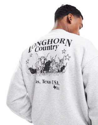 Cotton:On Cotton On box fit sweater with Country Star graphic in gray heather