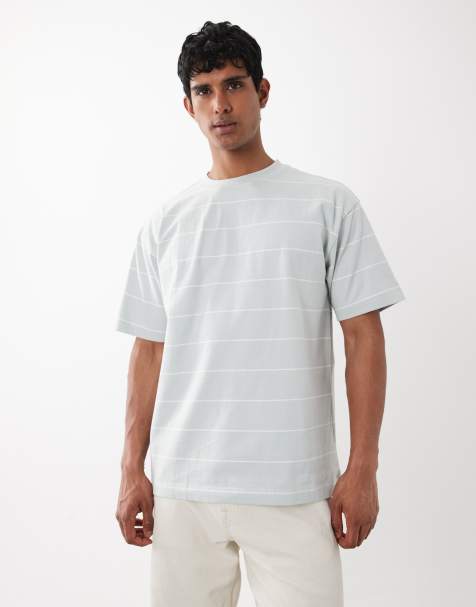 Cotton On box fit t-shirt in blue vintage stripe - view 1