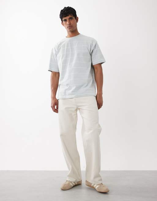 Cotton On box fit t-shirt in blue vintage stripe, 2 of 5