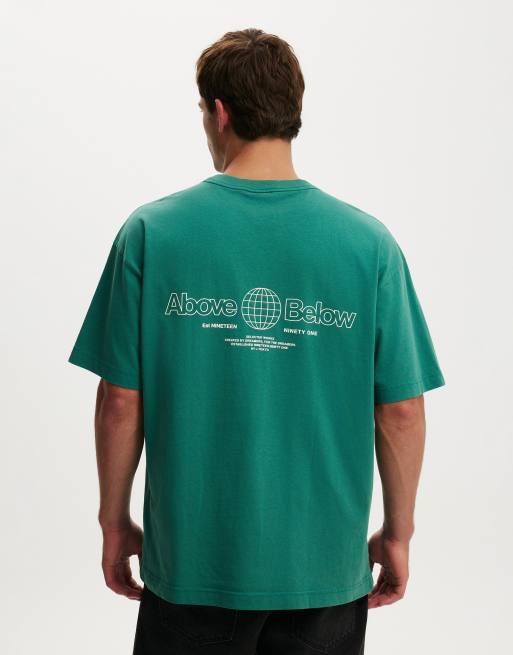 Cotton On Box fit text t-shirt in green, 4 of 4