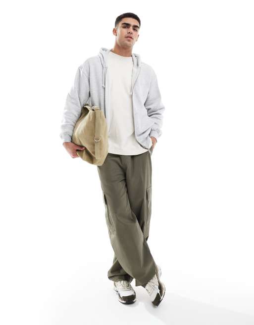 Cotton On box fit zip up hoodie in gray heather, 3 of 4