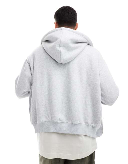 Cotton On box fit zip up hoodie in grey marle, 2 of 4