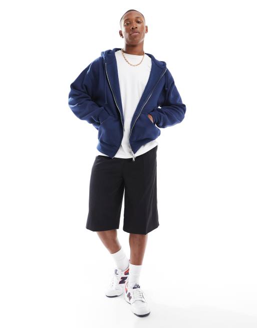 Cotton On box fit zip up hoodie in indigo | ASOS