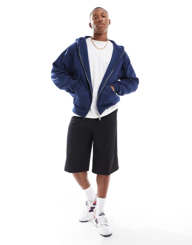 Cotton On box fit zip up hoodie in indigo | ASOS
