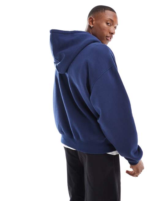 Cotton On box fit zip up hoodie in indigo ASOS