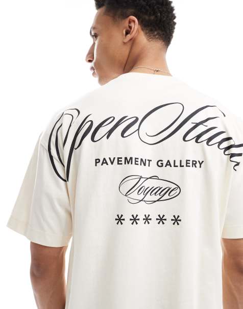 Cotton On box open studio t-shirt in cream - view 1