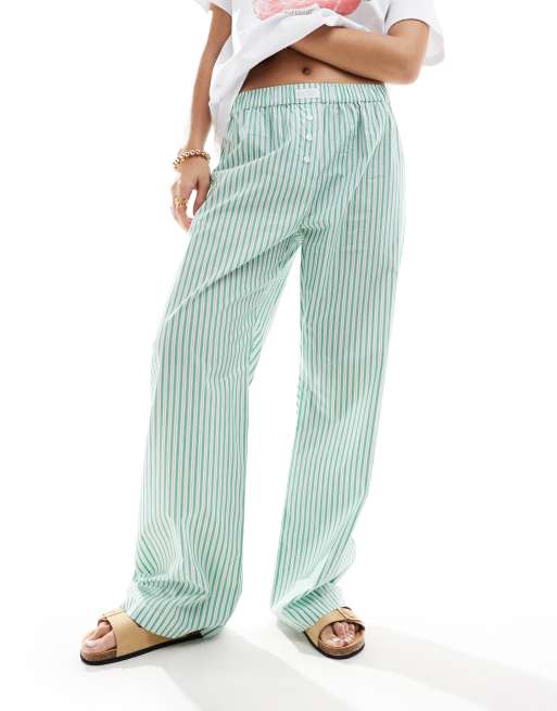 Cotton On boxer style pyjama trousers in green stripe