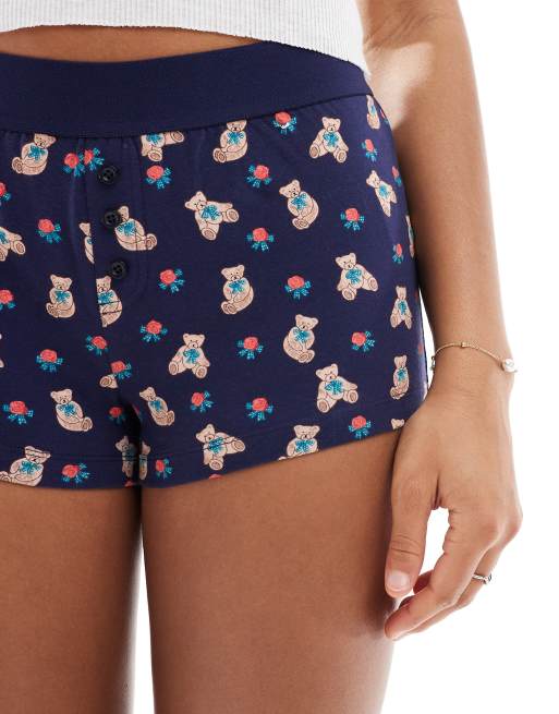 Cotton On - Boxershort van jersey met teddybeertjes in marineblauw, 3 van 4