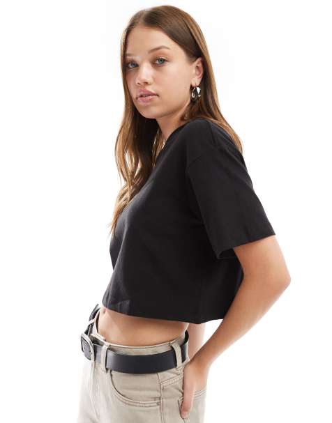 Cotton On boxy cropped t-shirt in black - view 1
