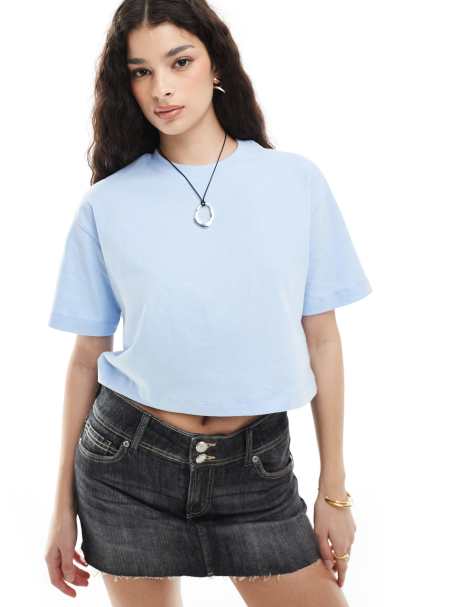 Cotton On boxy cropped t-shirt in blue - view 1