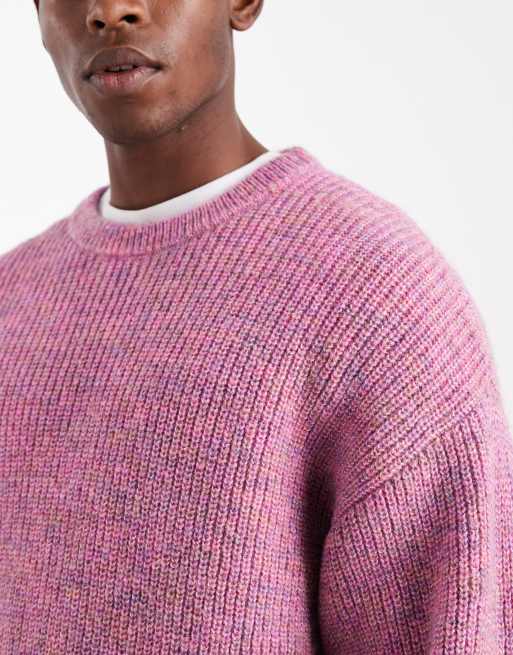 Cotton On boxy fit fuzzy crew neck knit sweater in pink multi, 5 of 5