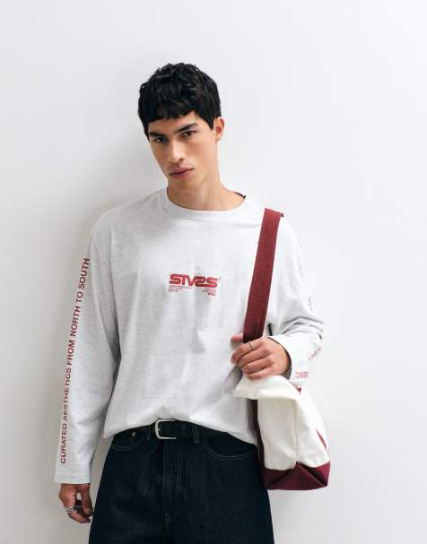 Cotton On Boxy-Fit Grafik-Langarm-T-Shirt in Kreideweiß - view 1