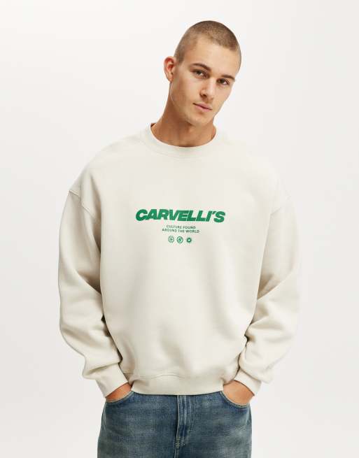 Cotton On boxy fit graphic crew neck sweater in bone / carvelli's  , 2 of 4