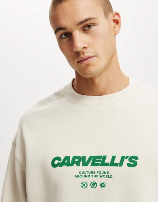 Cotton On boxy fit graphic crew neck sweater in bone / carvelli's  , 3 of 4