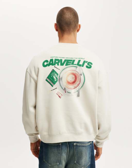 Cotton On boxy fit graphic crew neck sweater in bone / carvelli's  , 4 of 4