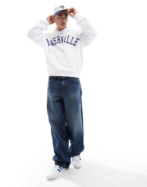 Cotton On boxy fit hoodie with Nashville print in white, 4 of 4