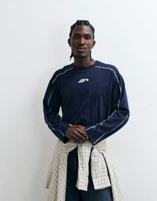Cotton On Boxy Fit Long Sleeve Graphic T-shirt In Blue