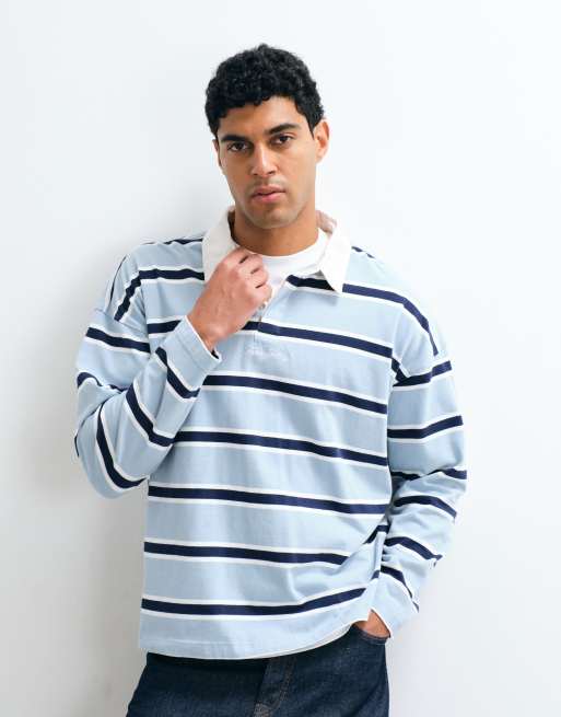 Cotton On boxy fit rugby poloshirt in lichtblauw, 2 van 5