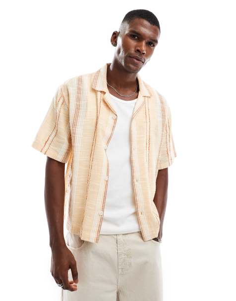 Cotton On boxy fit shirt in apricot stripe - view 1