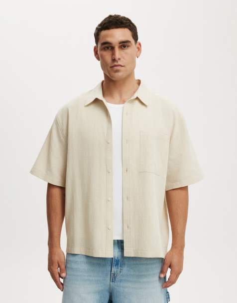 Cotton On Boxy fit short sleeve shirt in beige - view 1