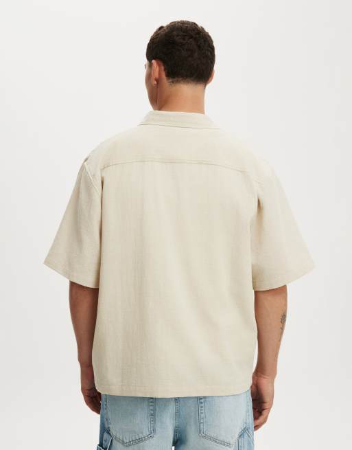 Cotton On Boxy fit short sleeve shirt in beige, 4 of 4