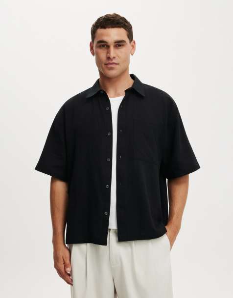 Cotton On Boxy fit short sleeve shirt in black - view 1