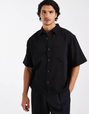 Cotton On Boxy Fit Short Sleeve Shirt In Black