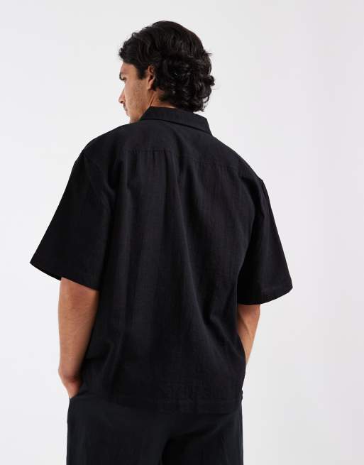 Cotton On boxy fit short sleeve shirt in black, 4 of 5