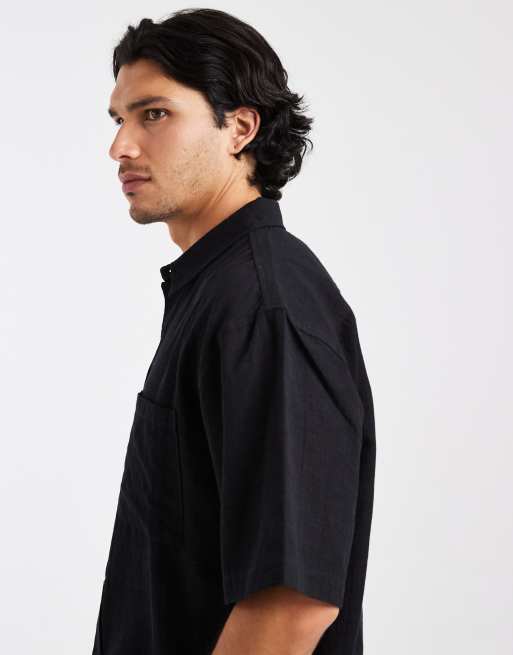 Cotton On boxy fit short sleeve shirt in black, 5 of 5