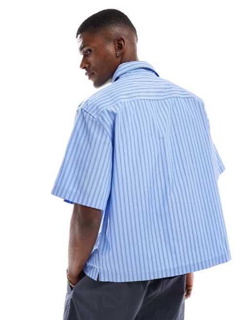Cotton On boxy fit short sleeve shirt in blue stripes | ASOS