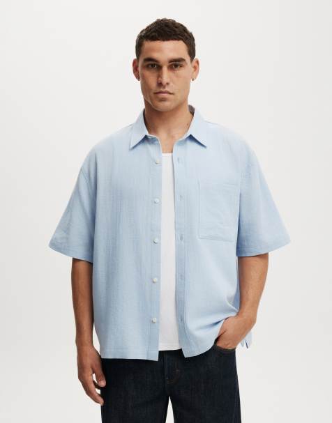 Cotton On Boxy fit short sleeve shirt in light/pastel blue - view 1