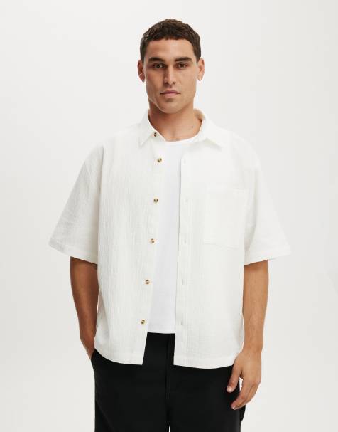 Cotton On Boxy fit short sleeve shirt in white