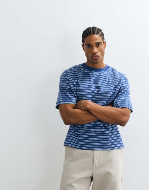 Cotton On boxy fit T-shirt in navy stripe, 2 of 5