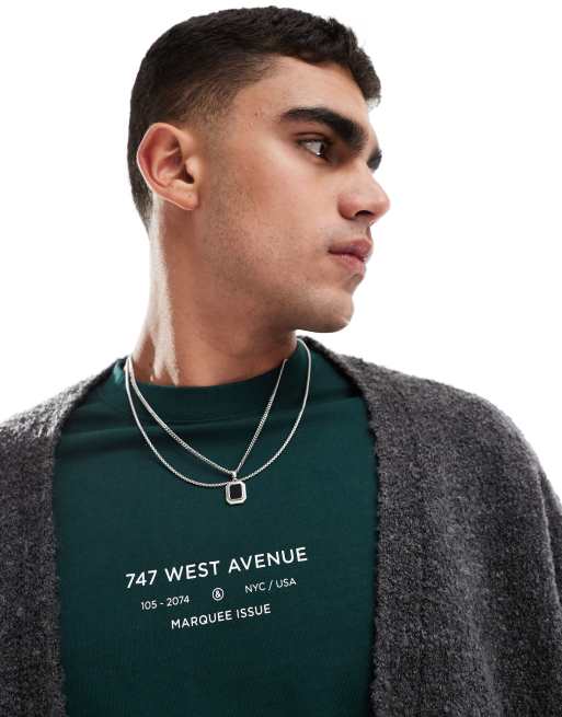 Cotton On boxy fit t-shirt with West Avenue print in green 