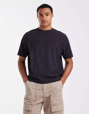 Cotton On Boxy Fit Text T-shirt In Blue