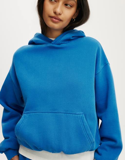 Cotton On Boxy fleece hoodie in blue, 3 of 4