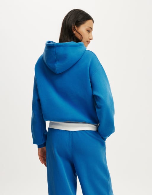 Cotton On Boxy fleece hoodie in blue, 4 of 4