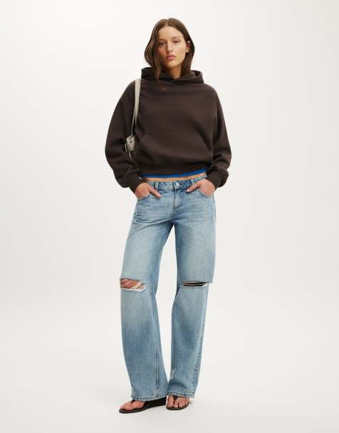 Cotton On Boxy fleece hoodie in dark oak - view 1