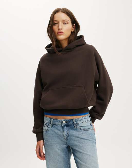 Cotton On Boxy fleece hoodie in dark oak, 2 of 4