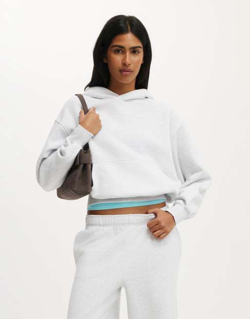 Cotton On Boxy fleece hoodie in light grey marle, 2 of 4